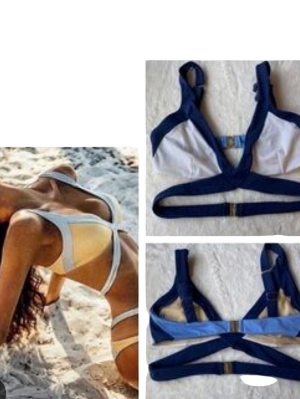 LES CANEBIERS Palmier Bikini Top 42 Navy White NWT Saint Tropez $105